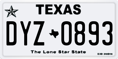 TX license plate DYZ0893