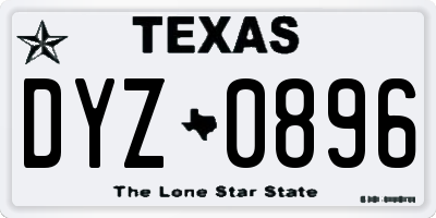 TX license plate DYZ0896