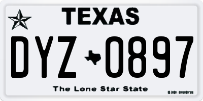 TX license plate DYZ0897