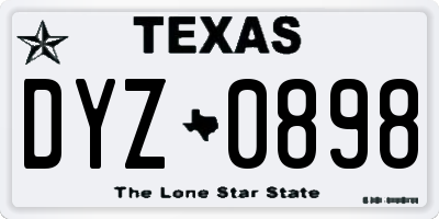 TX license plate DYZ0898
