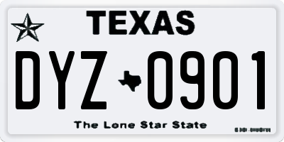 TX license plate DYZ0901