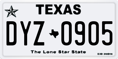 TX license plate DYZ0905