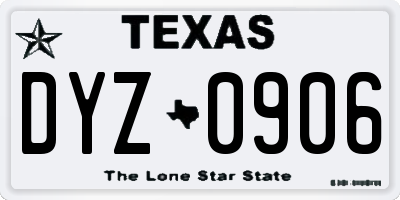 TX license plate DYZ0906