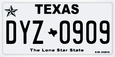 TX license plate DYZ0909