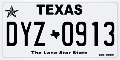 TX license plate DYZ0913