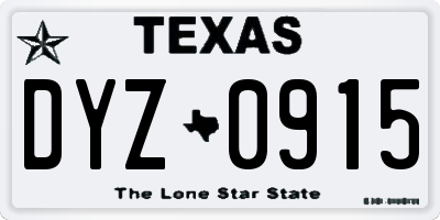 TX license plate DYZ0915