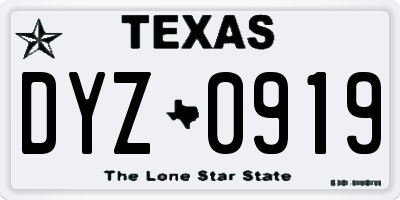 TX license plate DYZ0919