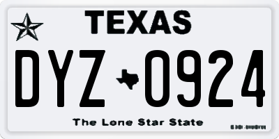 TX license plate DYZ0924