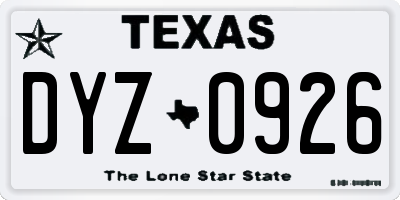 TX license plate DYZ0926