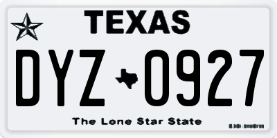 TX license plate DYZ0927