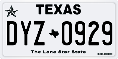 TX license plate DYZ0929