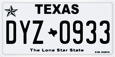 TX license plate DYZ0933