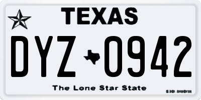 TX license plate DYZ0942