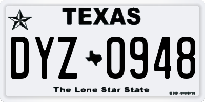 TX license plate DYZ0948