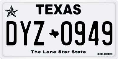 TX license plate DYZ0949