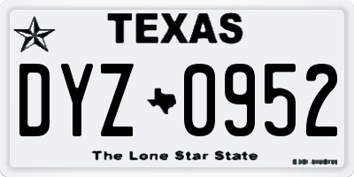TX license plate DYZ0952
