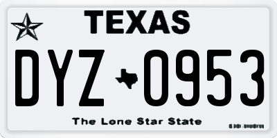 TX license plate DYZ0953