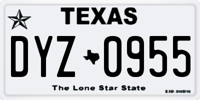 TX license plate DYZ0955