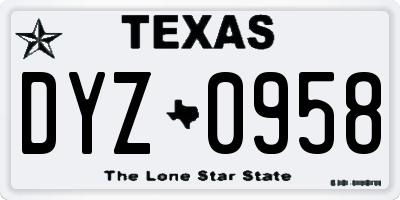 TX license plate DYZ0958