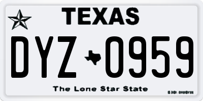 TX license plate DYZ0959