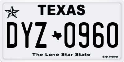 TX license plate DYZ0960