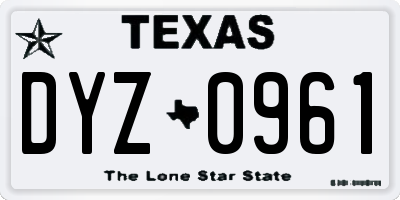 TX license plate DYZ0961