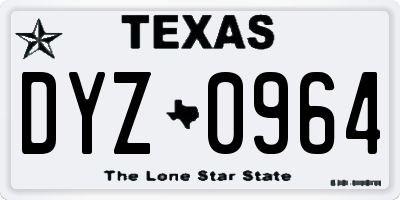 TX license plate DYZ0964