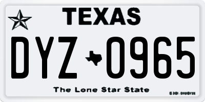 TX license plate DYZ0965