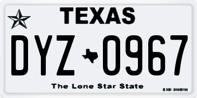 TX license plate DYZ0967