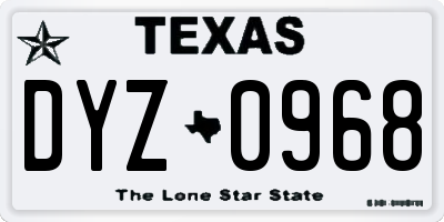 TX license plate DYZ0968