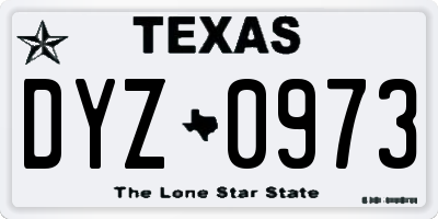 TX license plate DYZ0973