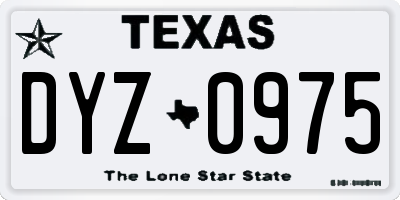 TX license plate DYZ0975