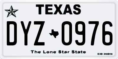 TX license plate DYZ0976
