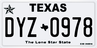 TX license plate DYZ0978