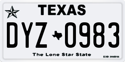 TX license plate DYZ0983