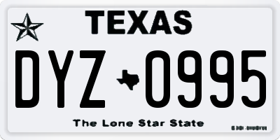 TX license plate DYZ0995