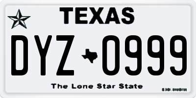 TX license plate DYZ0999
