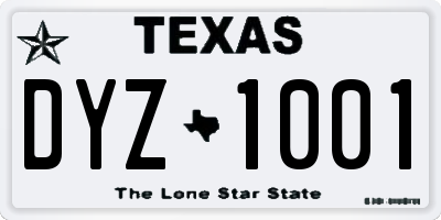 TX license plate DYZ1001