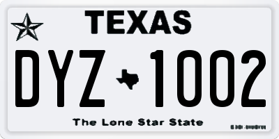 TX license plate DYZ1002
