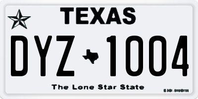 TX license plate DYZ1004