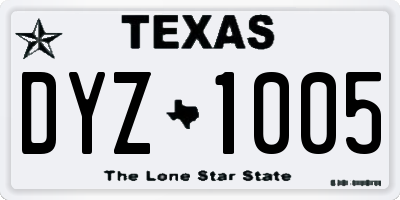 TX license plate DYZ1005