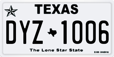 TX license plate DYZ1006