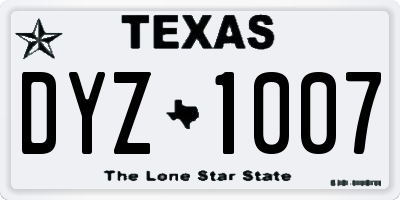TX license plate DYZ1007