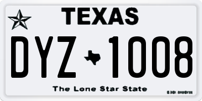 TX license plate DYZ1008