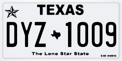 TX license plate DYZ1009