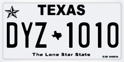 TX license plate DYZ1010