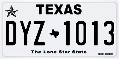 TX license plate DYZ1013