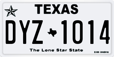 TX license plate DYZ1014