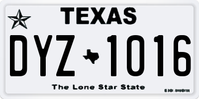 TX license plate DYZ1016