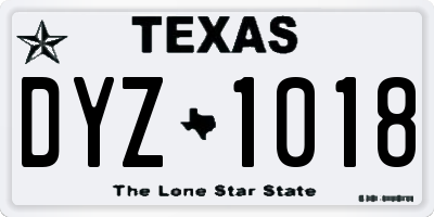 TX license plate DYZ1018